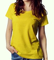 Женская футболка ,желтая , х/б 100% , 160 гр/м